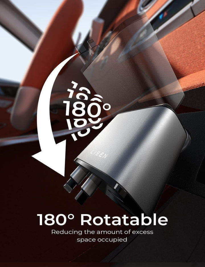 Luvikno | Sammenleggbart Bil-lader 69W USB C