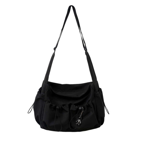 UrbanLiner Nylon Budveske – Svart Skulderbag med Glidelås for Daglig Bruk | Luvikno