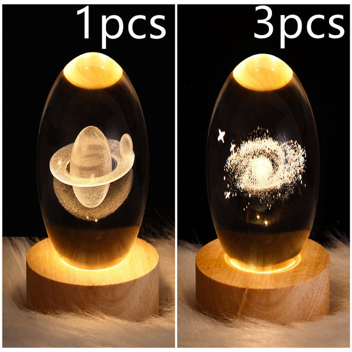 3D Galaxy Crystal Ball LED Nattlys | Luvikno
