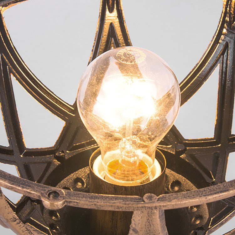 Tradisjonell kolonial globe glass aluminium 1-lys utendørs lys for hage | Luvikno