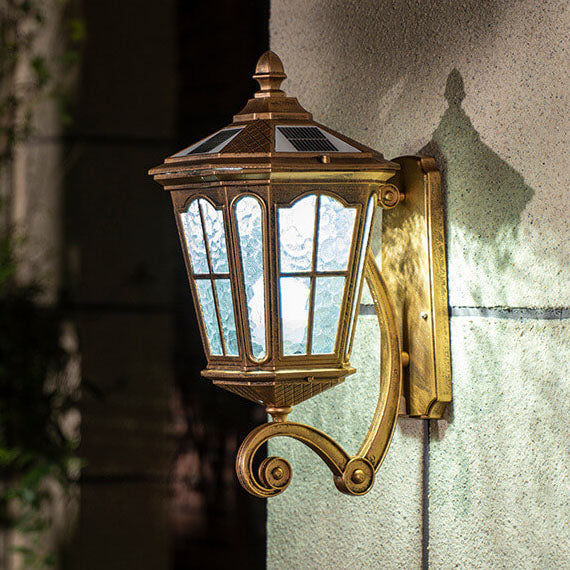 Europeisk sol utendørs lanterne aluminium glass vanntett 1-lykt vegg lampe | Luvikno