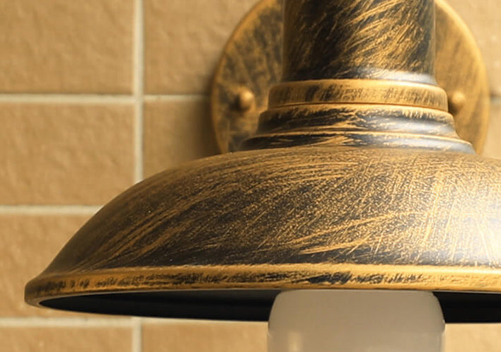Retro Loft Dome Jern Utendørs Vanntett 1-Lyskilde Buet Arm Vegglampe | Luvikno