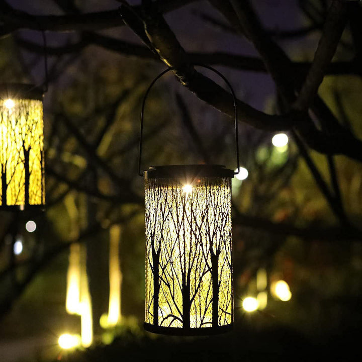 Moderne Art Deco Sol Sylinder Skjelett Lantern Jern LED Utendørs Landskapslys For Hage | Luvikno