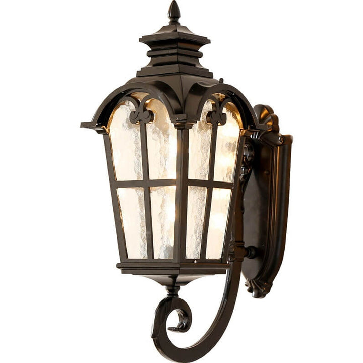 Europeisk Retro Glass Aluminium Lantern Ute Vanntett 1-Lys Vegglampe | Luvikno