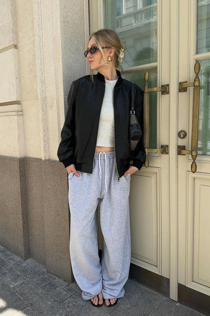 Luvik | Musta Nahkabiker-takki