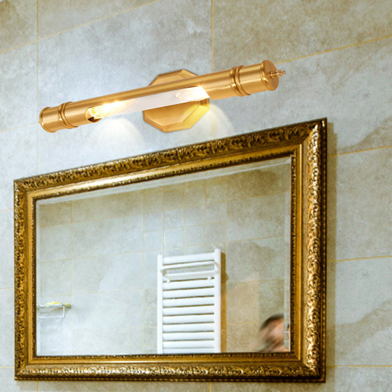 Messing Pol Veggmontert Vanity Lys Retro Metall 14"/18" Bredde 2 Pærer Bad Sconces Belysning | Luvikno