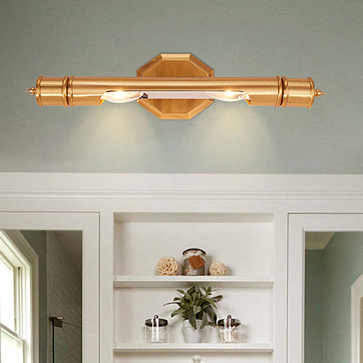 Messing Pol Veggmontert Vanity Lys Retro Metall 14"/18" Bredde 2 Pærer Bad Sconces Belysning | Luvikno