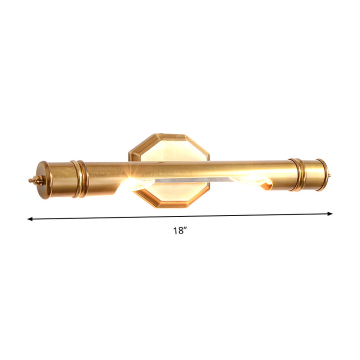 Messing Pol Veggmontert Vanity Lys Retro Metall 14"/18" Bredde 2 Pærer Bad Sconces Belysning | Luvikno