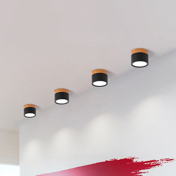 Moderne Macaron Taklampe – Kompakt Metall/Tre Flush Mount Belysning for Kjøkken og Bar i Gul, Luviknoå og Svart | Luvikno