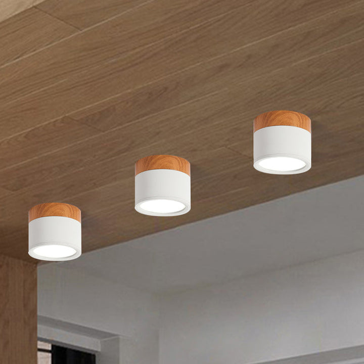 Moderne Macaron Taklampe – Kompakt Metall/Tre Flush Mount Belysning for Kjøkken og Bar i Gul, Luviknoå og Svart | Luvikno