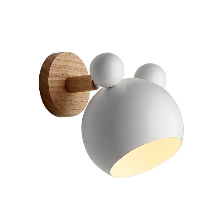 Bjørn/Bjelle Rotating Veggmontert Lampe Macaron Iron 1-Hode Sengelesing Vegglampe i Hvit/Rosa/Grønn og Tre | Luvikno