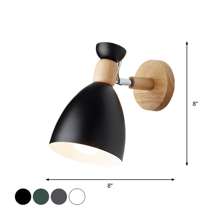 Bjørn/Bjelle Rotating Veggmontert Lampe Macaron Iron 1-Hode Sengelesing Vegglampe i Hvit/Rosa/Grønn og Tre | Luvikno