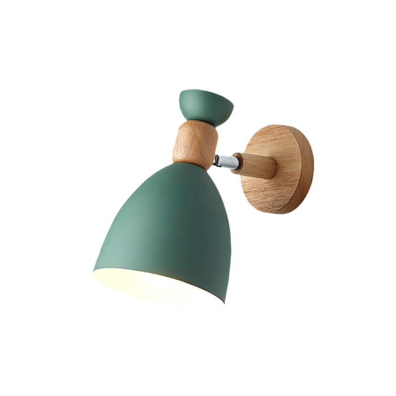 Bjørn/Bjelle Rotating Veggmontert Lampe Macaron Iron 1-Hode Sengelesing Vegglampe i Hvit/Rosa/Grønn og Tre | Luvikno