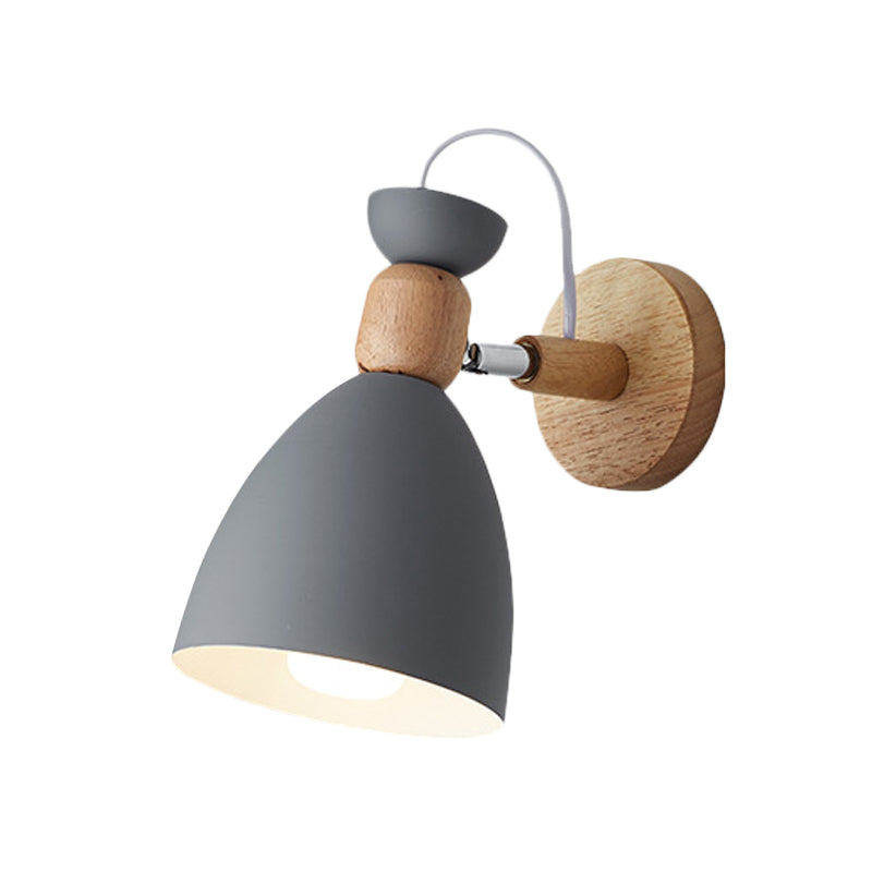 Bjørn/Bjelle Rotating Veggmontert Lampe Macaron Iron 1-Hode Sengelesing Vegglampe i Hvit/Rosa/Grønn og Tre | Luvikno