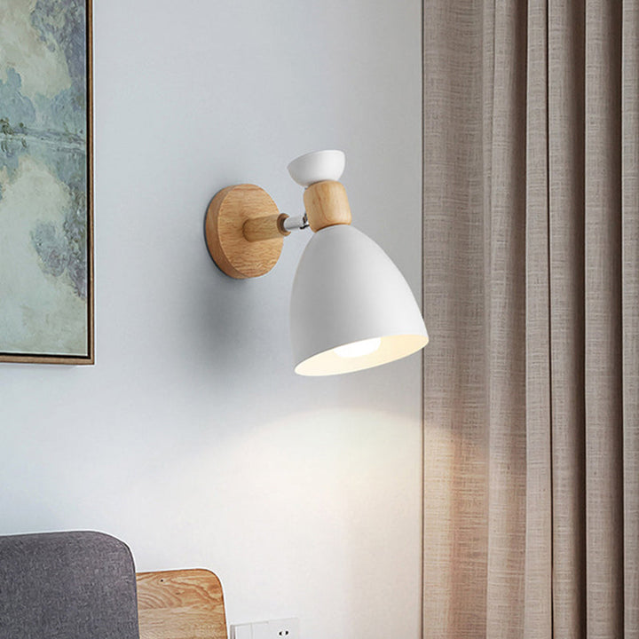 Bjørn/Bjelle Rotating Veggmontert Lampe Macaron Iron 1-Hode Sengelesing Vegglampe i Hvit/Rosa/Grønn og Tre | Luvikno
