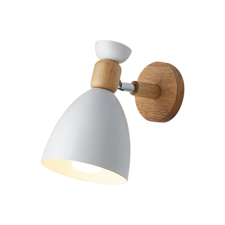 Bjørn/Bjelle Rotating Veggmontert Lampe Macaron Iron 1-Hode Sengelesing Vegglampe i Hvit/Rosa/Grønn og Tre | Luvikno