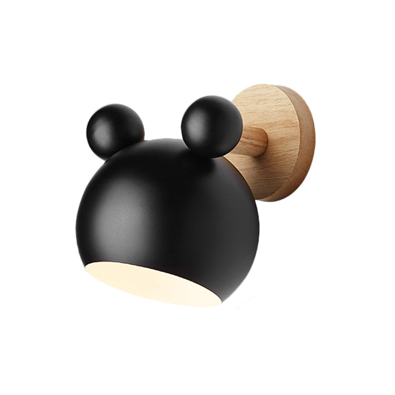 Bjørn/Bjelle Rotating Veggmontert Lampe Macaron Iron 1-Hode Sengelesing Vegglampe i Hvit/Rosa/Grønn og Tre | Luvikno