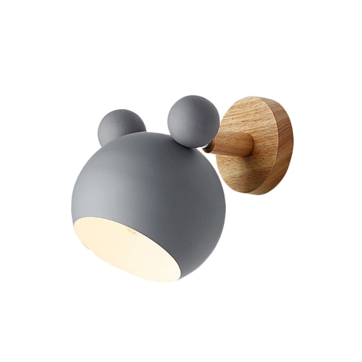 Bjørn/Bjelle Rotating Veggmontert Lampe Macaron Iron 1-Hode Sengelesing Vegglampe i Hvit/Rosa/Grønn og Tre | Luvikno
