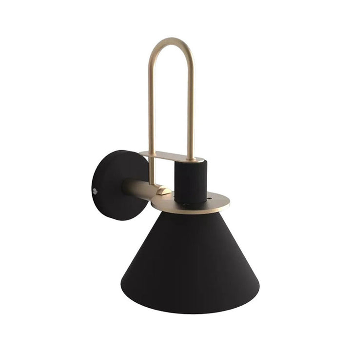 Svart/Hvit/Grønn Kjegle Vegglampe Macaron 1-Lykt Metall Veggmontert Lys med Bølgearm for Soverom, Varm/Hvit Lys | Luvikno