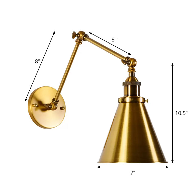 Messing 1 Lyspære Vegglampe Sett Antikk Metall Kappet Veggfeste med Fleksibel Svingarm | Luvikno