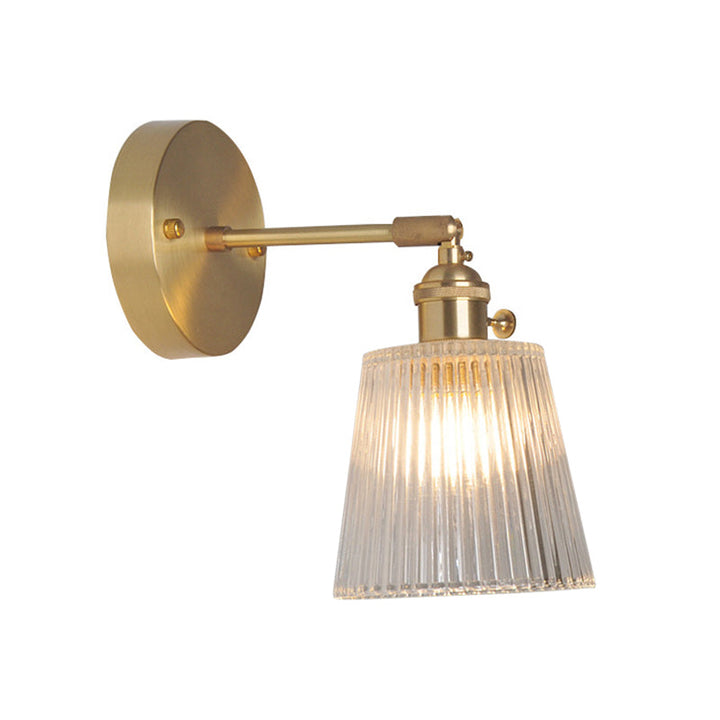 Jern Messing Finish Vegg Leselampe Svingarm 1-Lys Industriell Veggmontert Lampe med Blomst/Skål Klar Glass Skjerm | Luvikno