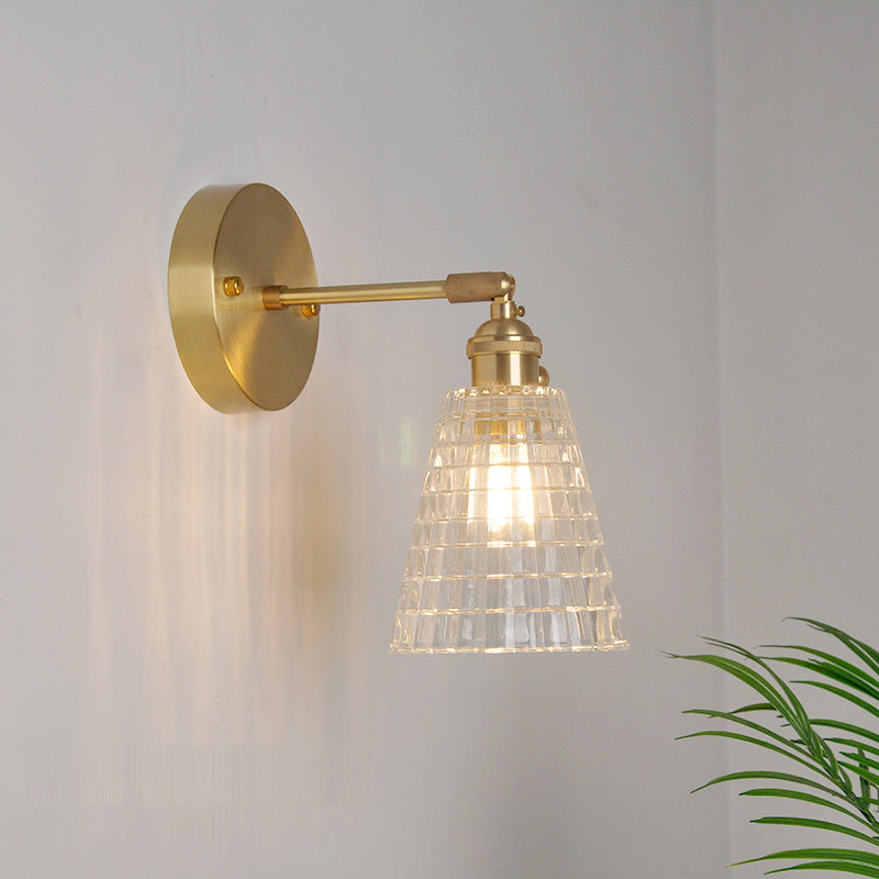 Jern Messing Finish Vegg Leselampe Svingarm 1-Lys Industriell Veggmontert Lampe med Blomst/Skål Klar Glass Skjerm | Luvikno