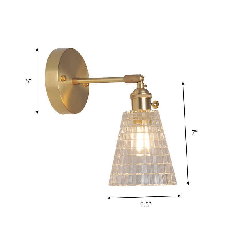Jern Messing Finish Vegg Leselampe Svingarm 1-Lys Industriell Veggmontert Lampe med Blomst/Skål Klar Glass Skjerm | Luvikno
