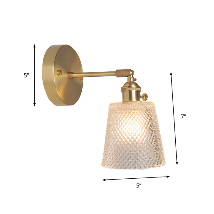 Jern Messing Finish Vegg Leselampe Svingarm 1-Lys Industriell Veggmontert Lampe med Blomst/Skål Klar Glass Skjerm | Luvikno