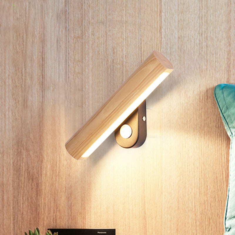 Rotérbar Tube Seng Hjørne Veggmontert Lys Tre 8.5"/12.5" Bred LED Enkel Vegglampe Innretning i Varm/Hvit Lys | Luvikno