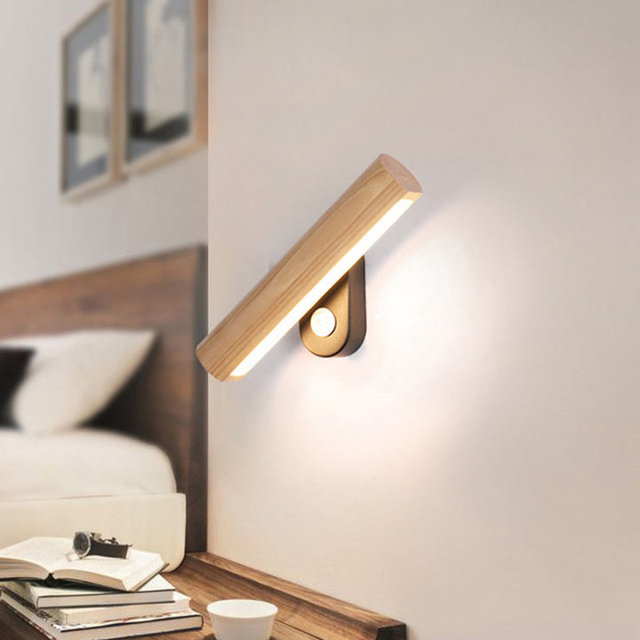 Rotérbar Tube Seng Hjørne Veggmontert Lys Tre 8.5"/12.5" Bred LED Enkel Vegglampe Innretning i Varm/Hvit Lys | Luvikno