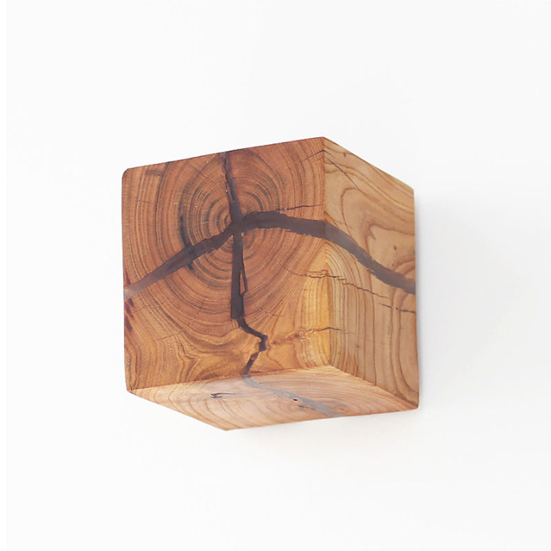 Cube Crack Wood Flush Wall Light Creative Nordic Integrated LED Beige Wall Mounted Lamp | Luvikno