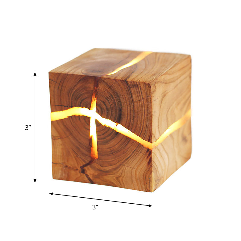 Cube Crack Wood Flush Wall Light Creative Nordic Integrated LED Beige Wall Mounted Lamp | Luvikno