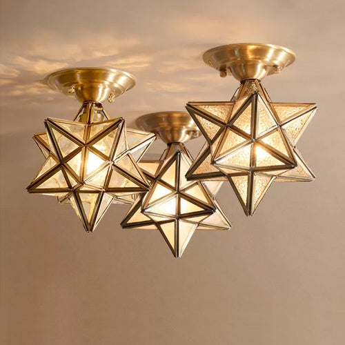 Luvikno | StarLuxe Taklampe - Tradisjonell Messing Taklampe med Glass