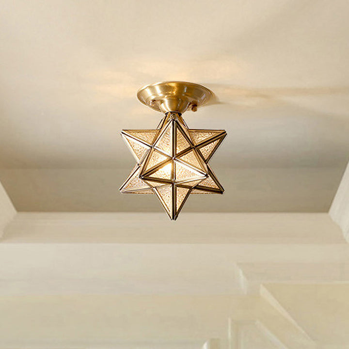 Luvikno | StarLuxe Taklampe - Tradisjonell Messing Taklampe med Glass