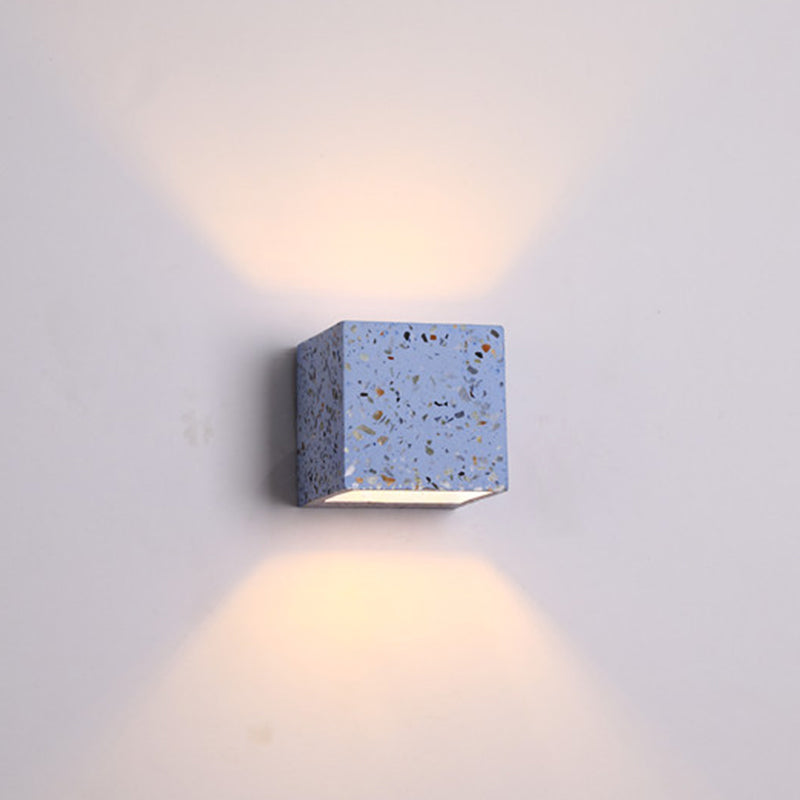 Luvikno | Nordic Style Kubisk Opp Ned Vegglampe Terrazzo 1 Lampe Hotell Veggmontert Lys i Rød/Hvit/Blå