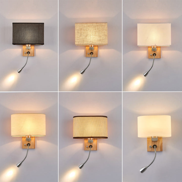 Fleksibel Spotlight Senglesel Leselys Stof Enkel Nordisk Vegglampe med Oval Stofskjerm i Beige/Flax/Fersken | Luvikno