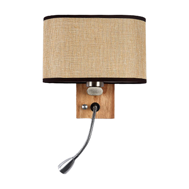 Fleksibel Spotlight Senglesel Leselys Stof Enkel Nordisk Vegglampe med Oval Stofskjerm i Beige/Flax/Fersken | Luvikno