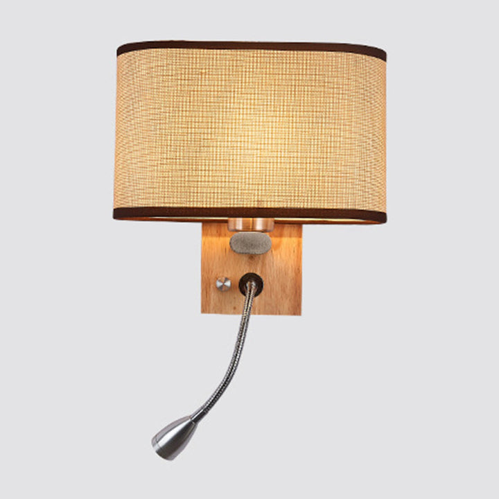 Fleksibel Spotlight Senglesel Leselys Stof Enkel Nordisk Vegglampe med Oval Stofskjerm i Beige/Flax/Fersken | Luvikno