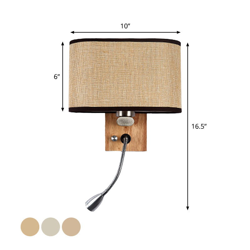 Fleksibel Spotlight Senglesel Leselys Stof Enkel Nordisk Vegglampe med Oval Stofskjerm i Beige/Flax/Fersken | Luvikno