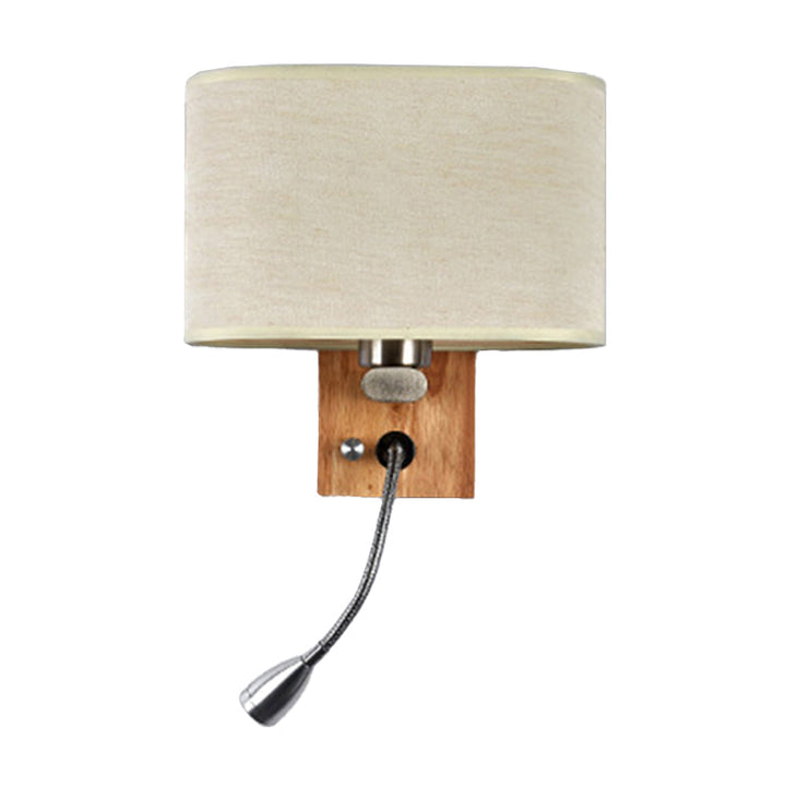 Fleksibel Spotlight Senglesel Leselys Stof Enkel Nordisk Vegglampe med Oval Stofskjerm i Beige/Flax/Fersken | Luvikno