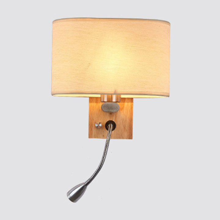 Fleksibel Spotlight Senglesel Leselys Stof Enkel Nordisk Vegglampe med Oval Stofskjerm i Beige/Flax/Fersken | Luvikno