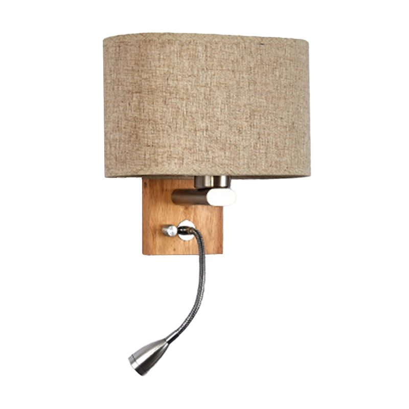 Fleksibel Spotlight Senglesel Leselys Stof Enkel Nordisk Vegglampe med Oval Stofskjerm i Beige/Flax/Fersken | Luvikno