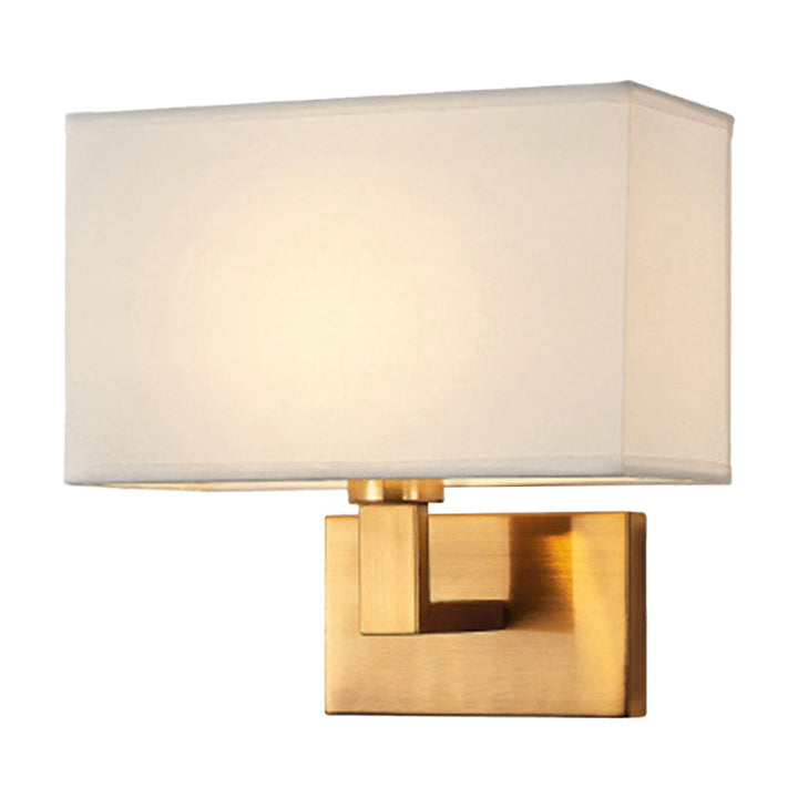 Postmodern Cuboid Vegglampe Stoff 1-Lys Sengelampe Lesevegglys i Hvit/Beige/Brown med Svart/Gull Arm | Luvikno