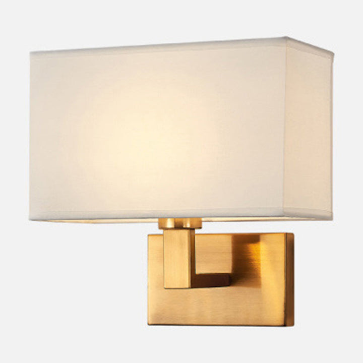 Postmodern Cuboid Vegglampe Stoff 1-Lys Sengelampe Lesevegglys i Hvit/Beige/Brown med Svart/Gull Arm | Luvikno