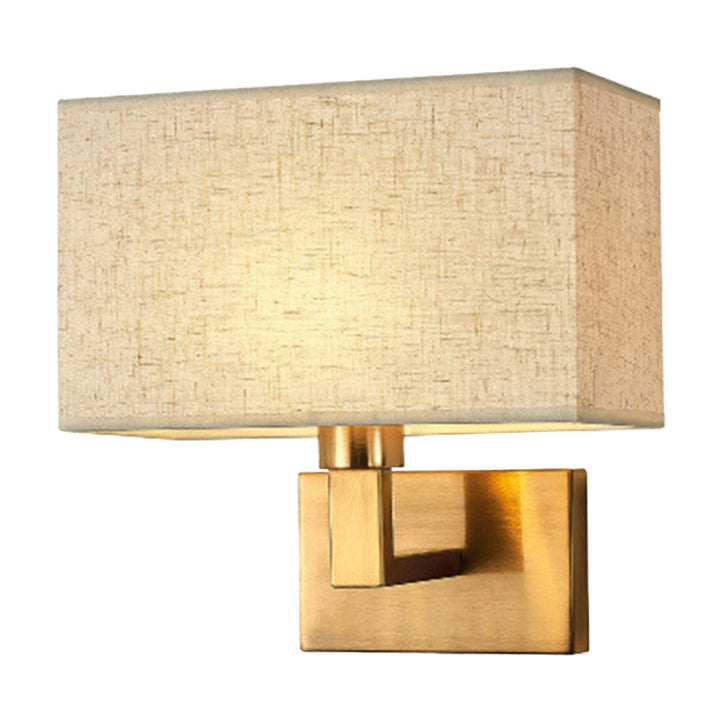 Postmodern Cuboid Vegglampe Stoff 1-Lys Sengelampe Lesevegglys i Hvit/Beige/Brown med Svart/Gull Arm | Luvikno