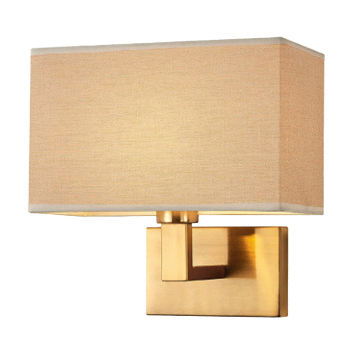 Postmodern Cuboid Vegglampe Stoff 1-Lys Sengelampe Lesevegglys i Hvit/Beige/Brown med Svart/Gull Arm | Luvikno