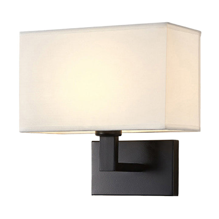 Postmodern Cuboid Vegglampe Stoff 1-Lys Sengelampe Lesevegglys i Hvit/Beige/Brown med Svart/Gull Arm | Luvikno