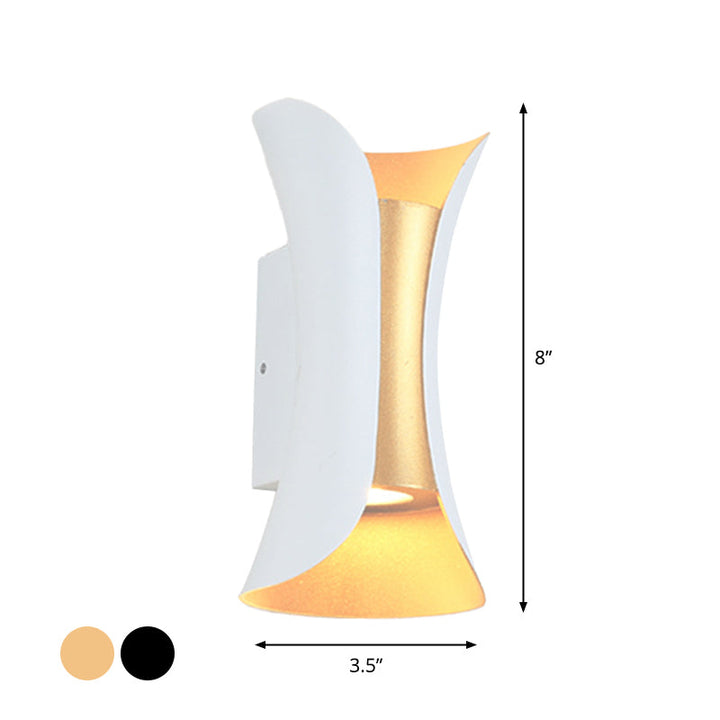 Liten/Stort Flared LED Vegglampe Moderne Metall 2 Lyspærer Svart/Hvit/Hvit-Gull Opp Ned Lys for Terrasse | Luvikno