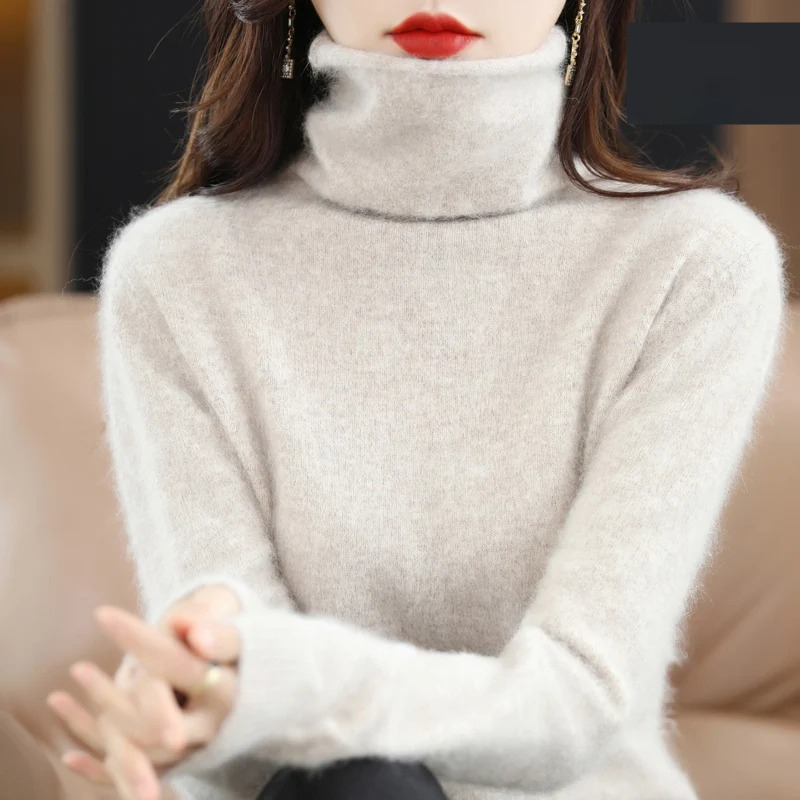 Luvik | Kasmirneule Naiset Pehmeä korkea kaulusneule, Lämmin & Luksusdesign