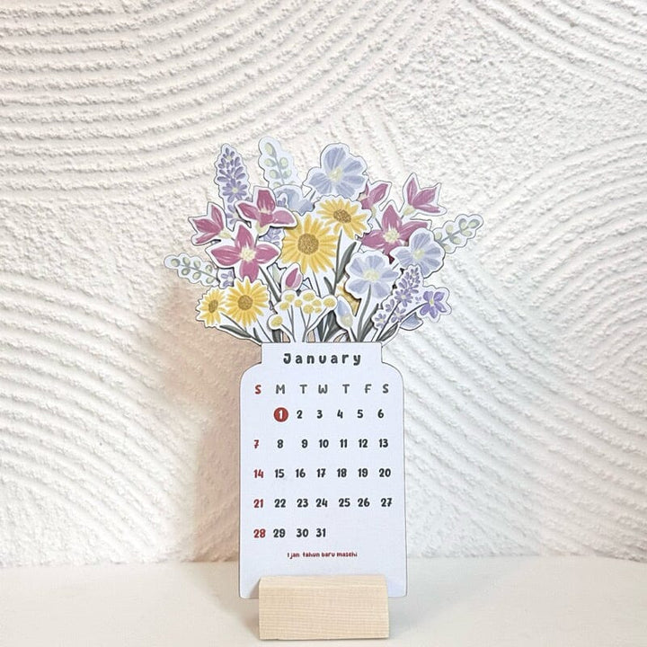 2024 Bloomy Flowers skrivebordskalender | Luvikno